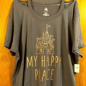 NWT Disney 2X Dark Gray Tee, Short Sleeve, Screenprinted, Glittery